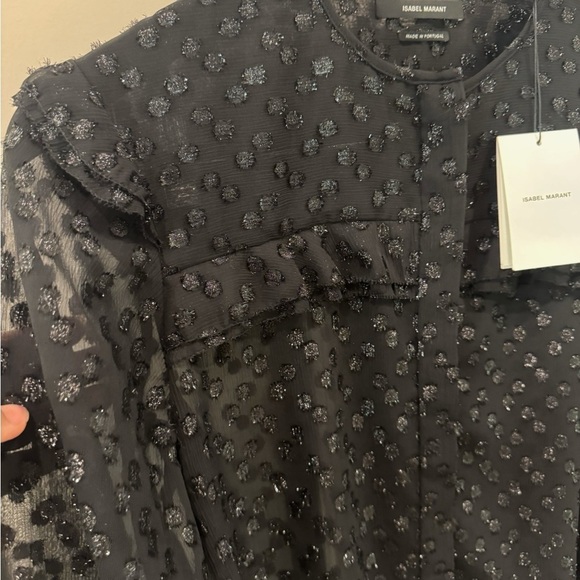 BNWT Isabel Marant Airy Sheer Polka Dot Blouse size 34/USXS $430 - Picture 4 of 9